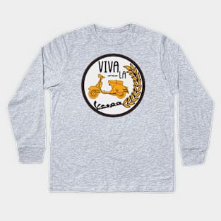 viva la vespa circle Kids Long Sleeve T-Shirt